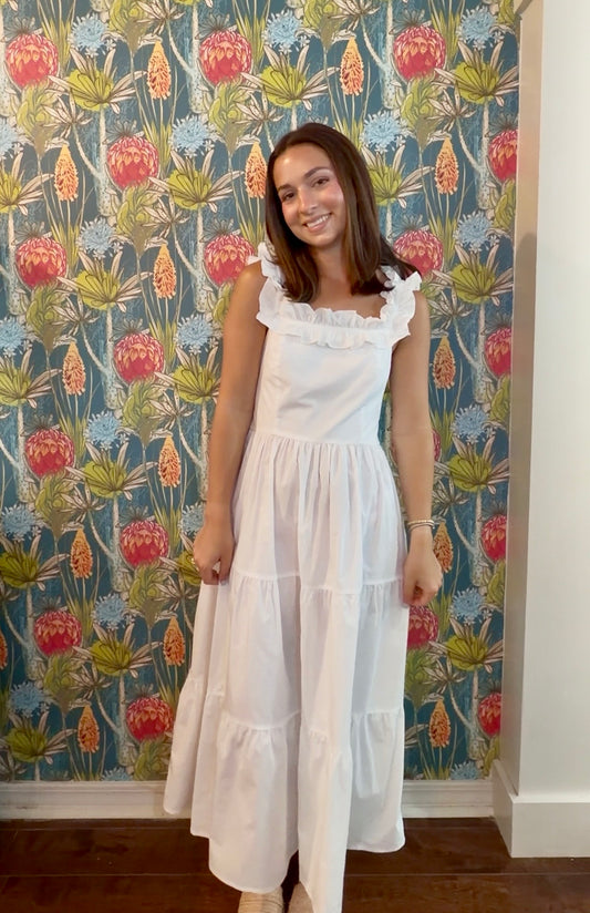 White Ruffle Maxi