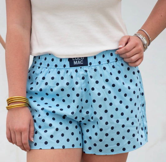 Light blue & Navy Polka Dot short
