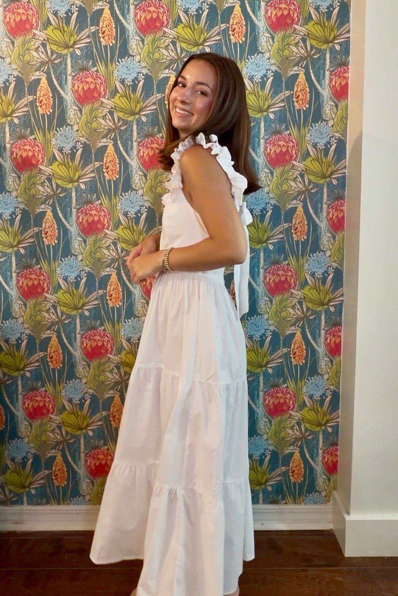 White Ruffle Maxi