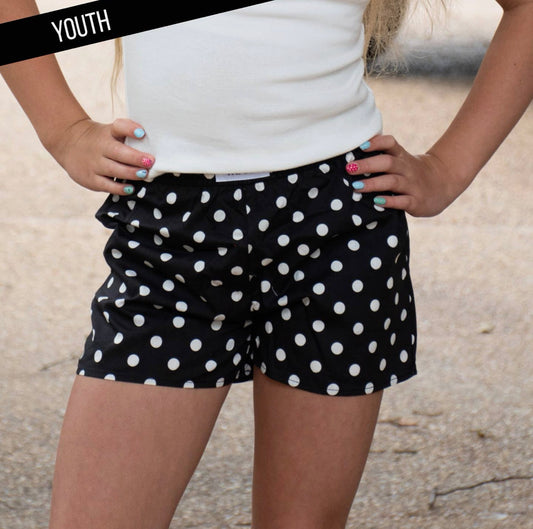 YOUTH- Black & White Polka Dot Short
