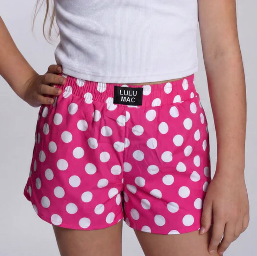 YOUTH- Hot Pink & White Polka Dot Short