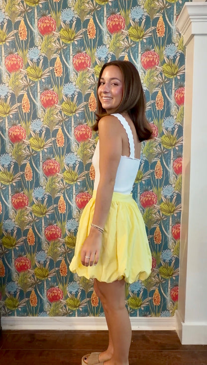 High Waisted Bubble Skirt- Yellow