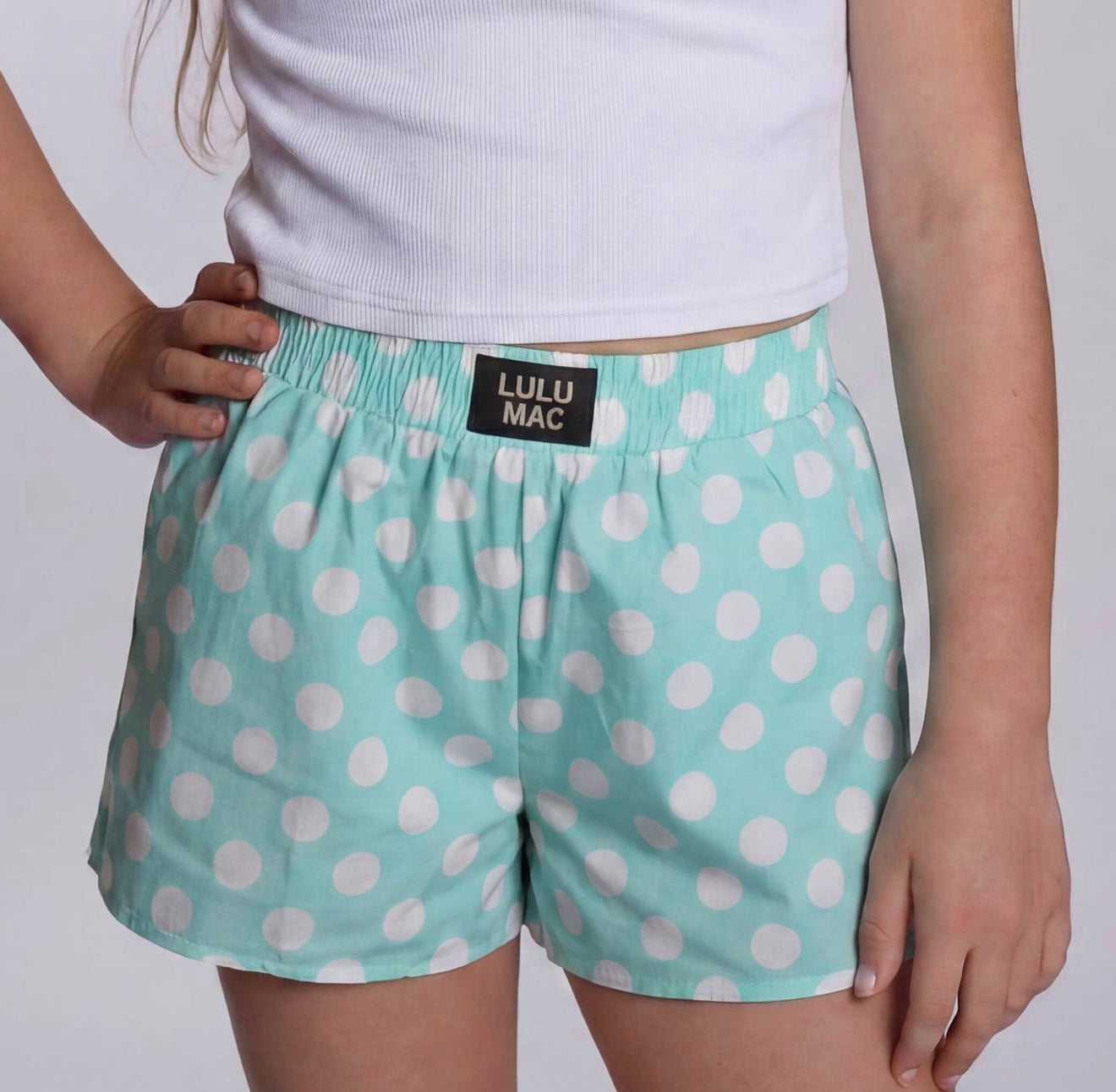 YOUTH- Mint & White Polka Dot Short