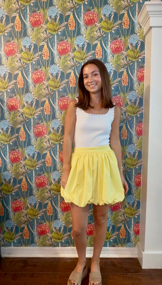 High Waisted Bubble Skirt- Yellow